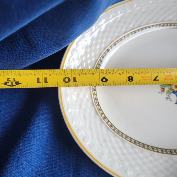 Carlton China Oval Serving Platters Set/2 White W/ Gold Trim & Floral Grindley - Picture 9 of 11